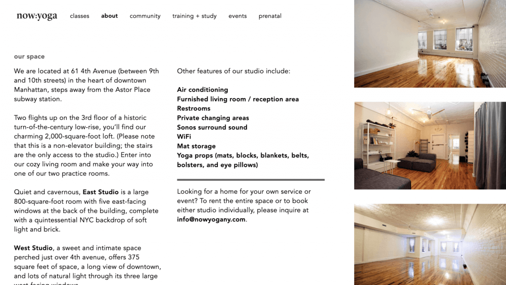 now yoga brooklyn web design bushwick design